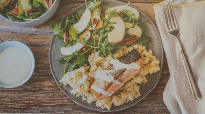 Recipe: Spiced Dijon Salmon with Apple Arugula Salad and ...